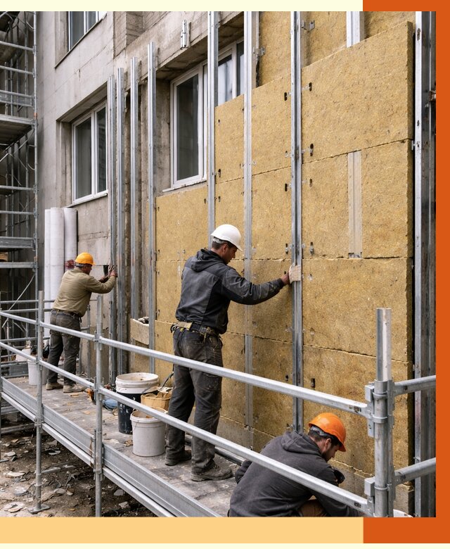 Утепление вентилируемого фасада в Переславле-Залесском от 5812 руб/м2 — монтаж и утепление вентфасад | ТепломастерПрс